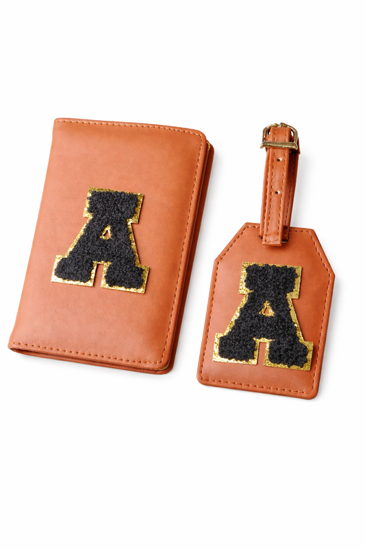 Customised Passport Cover & Luggage Tag Combo (Tan)
