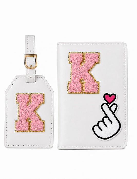 Customised Passport Cover & Luggage Tag Combo with Korean Heart