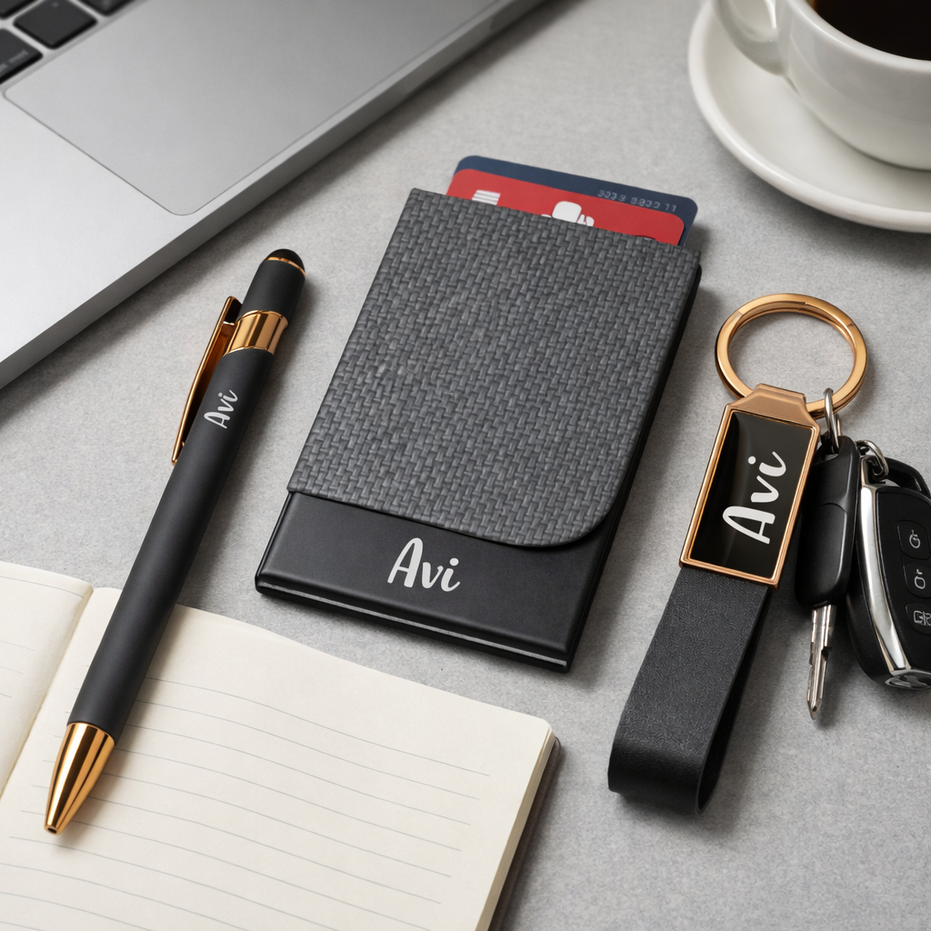 Personalised Pen/Keychain & Card holder Set
