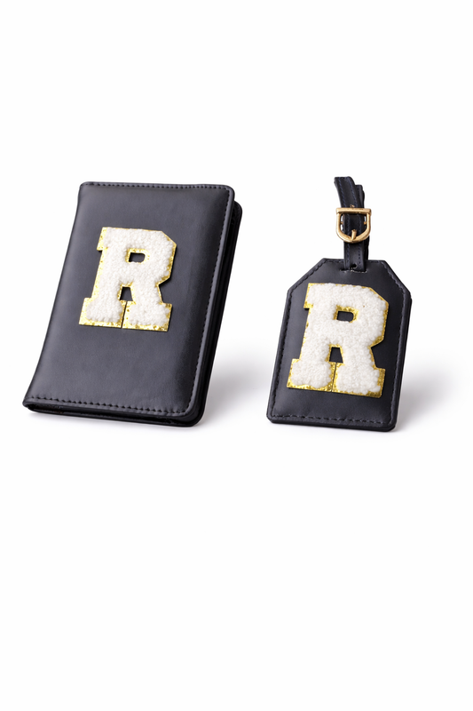 Customised Passport Cover & Luggage Tag Combo (Black)