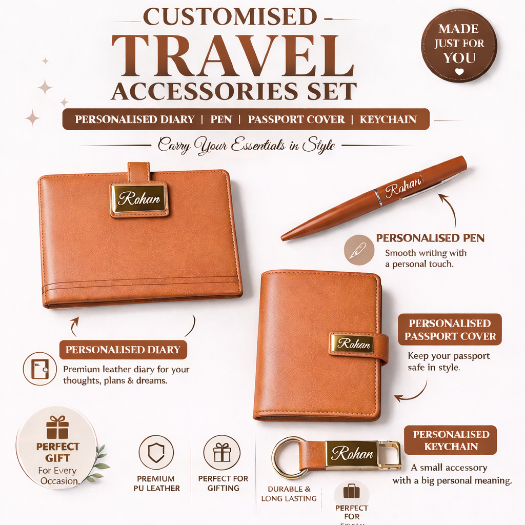 4 in 1 Personalised Gift Set (Diary/Passport Cover/Pen/Keychain)