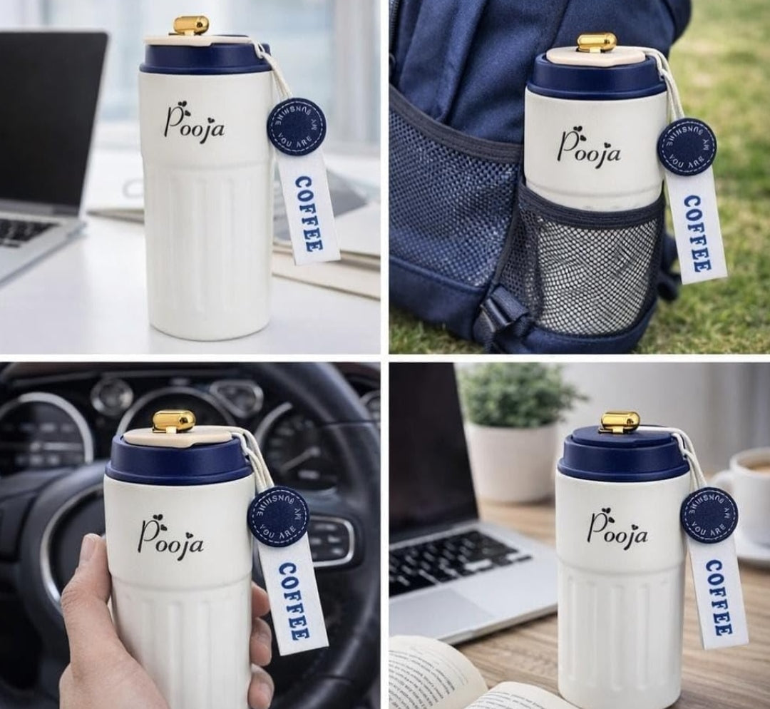 Personalised Coffee Flask | Hot & Cold Temperature Flask | (White)