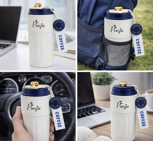 Personalised Coffee Flask | Hot & Cold Temperature Flask | (White)