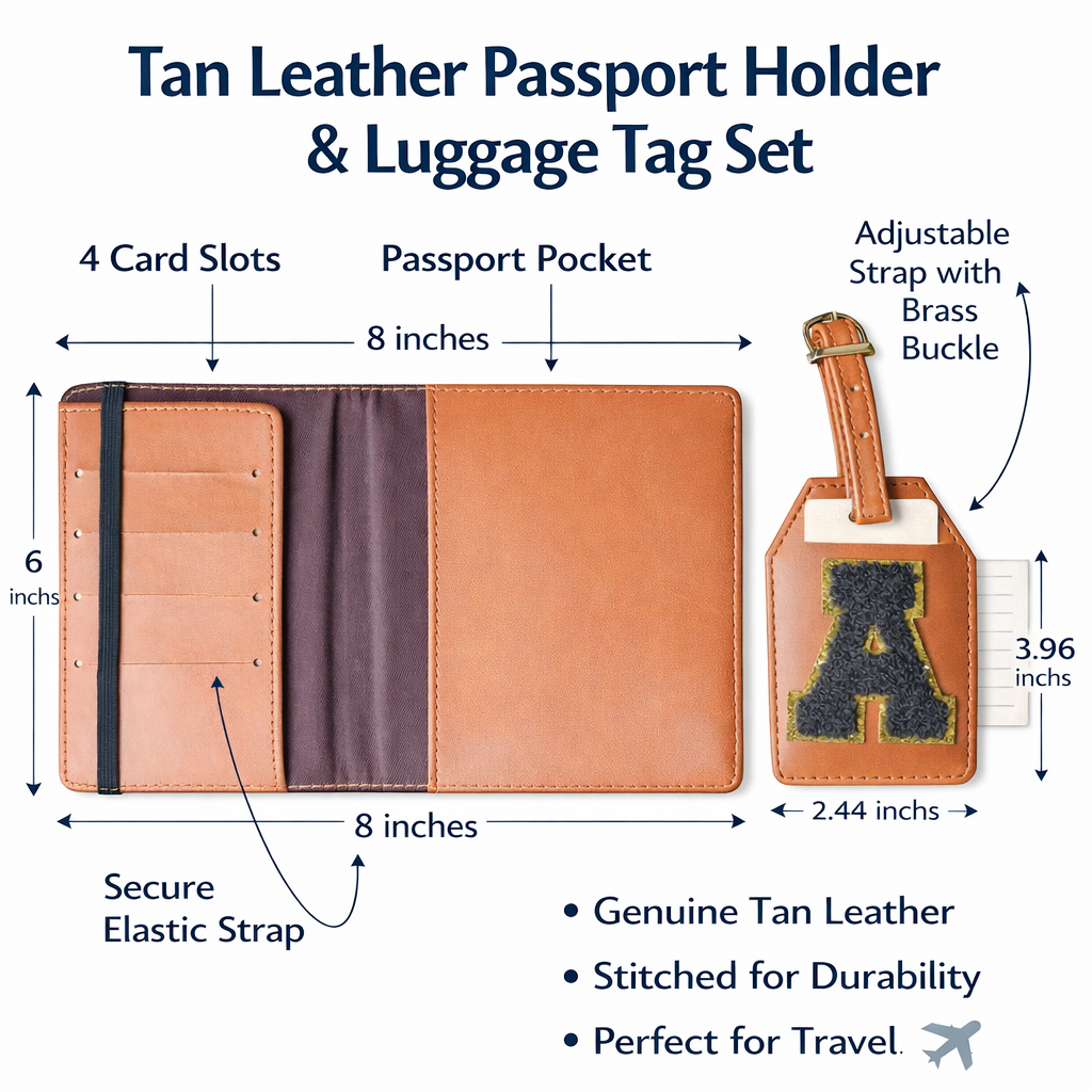 Customised Passport Cover & Luggage Tag Combo (Tan)