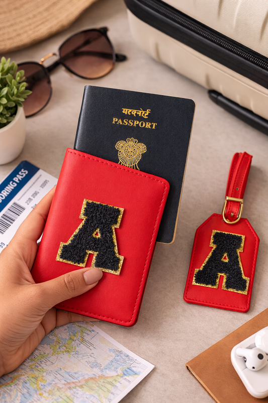 Customised Passport Cover & Luggage Tag Combo (Red)