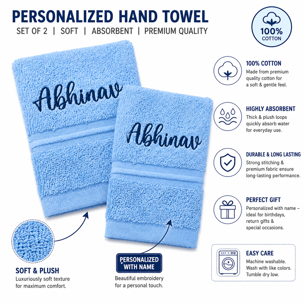 Personalised face towels (Set of 2)