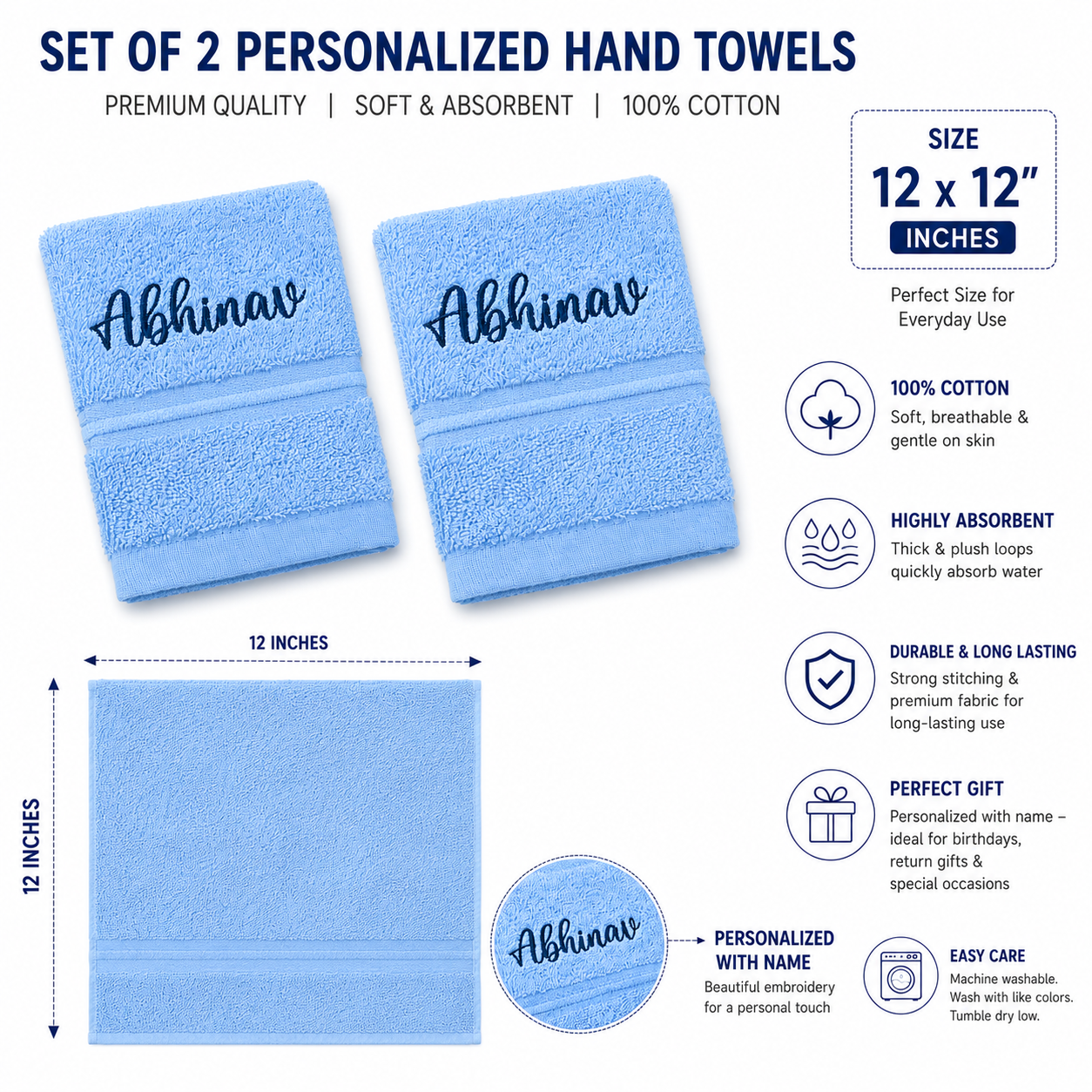 Personalised face towels (Set of 2)