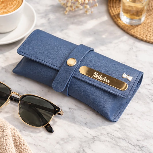 Personalized Sunglasses Cover – Custom Name Engraved Gift (Blue)