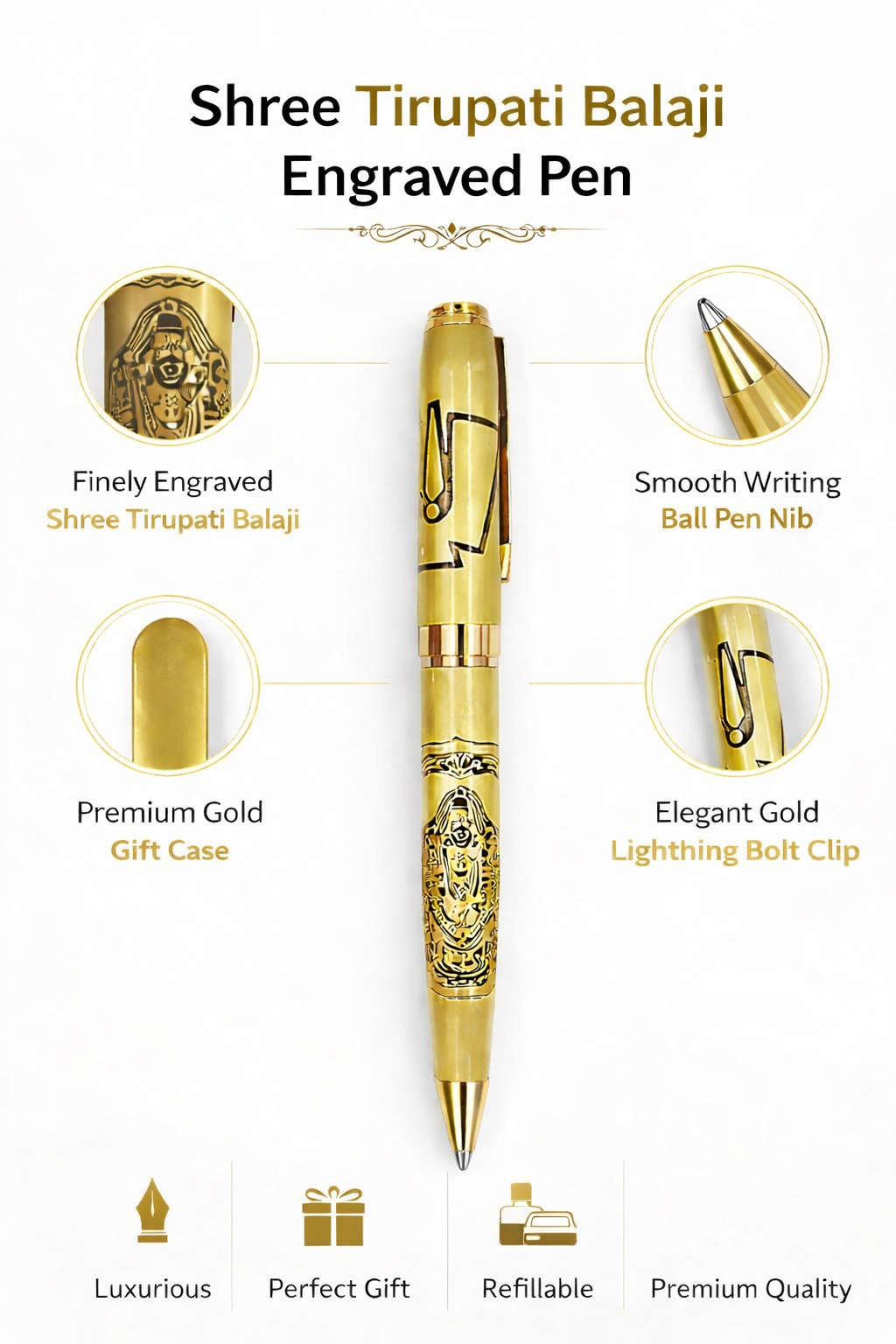 Shri Tirupati Balaji Engraved Pen