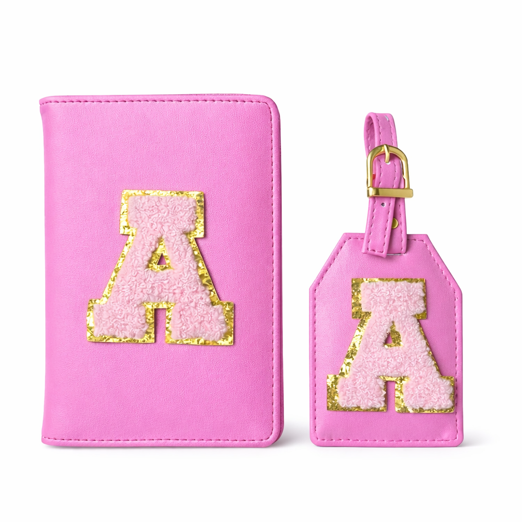Customised Passport Cover & Luggage Tag Combo (Dark Pink)