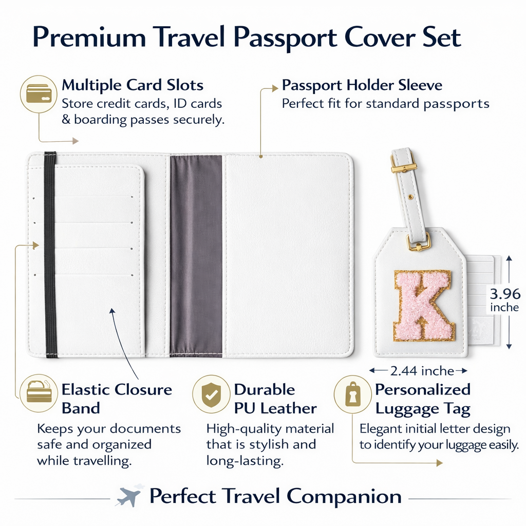 Customised Passport Cover & Luggage Tag Combo (White)