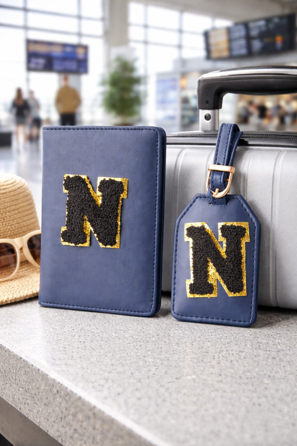 Customised Passport Cover & Luggage Tag Combo (Navy)