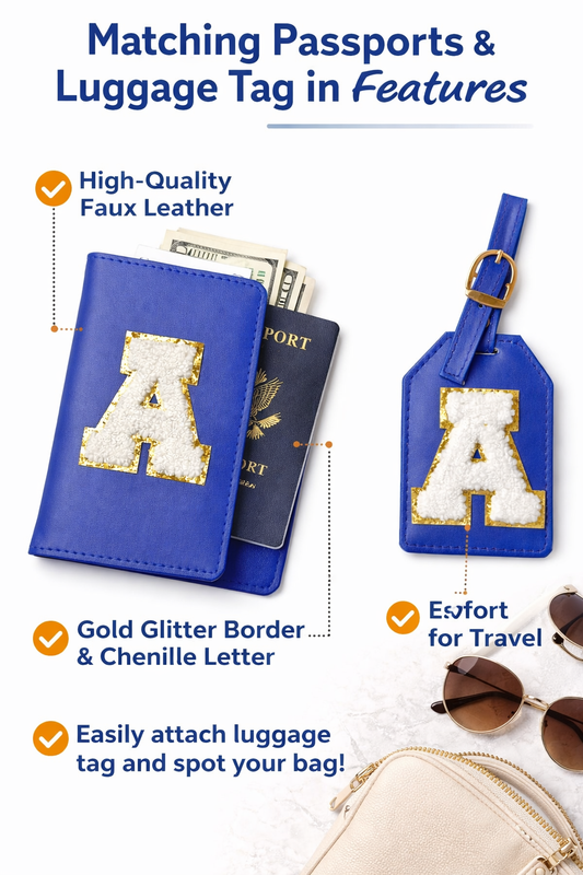 Customised Passport Cover & Luggage Tag Combo (Royal Blue)