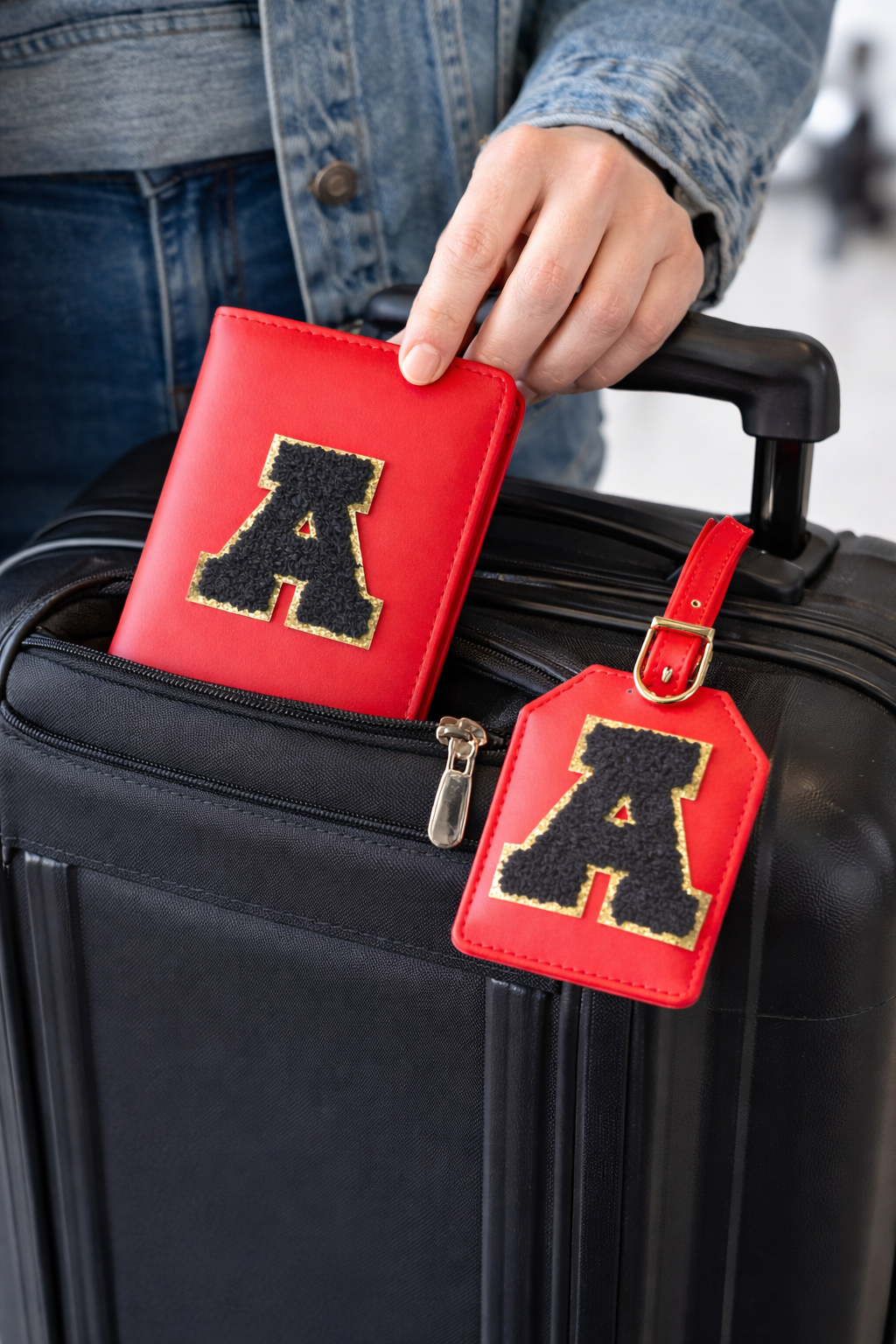 Customised Passport Cover & Luggage Tag Combo (Red)