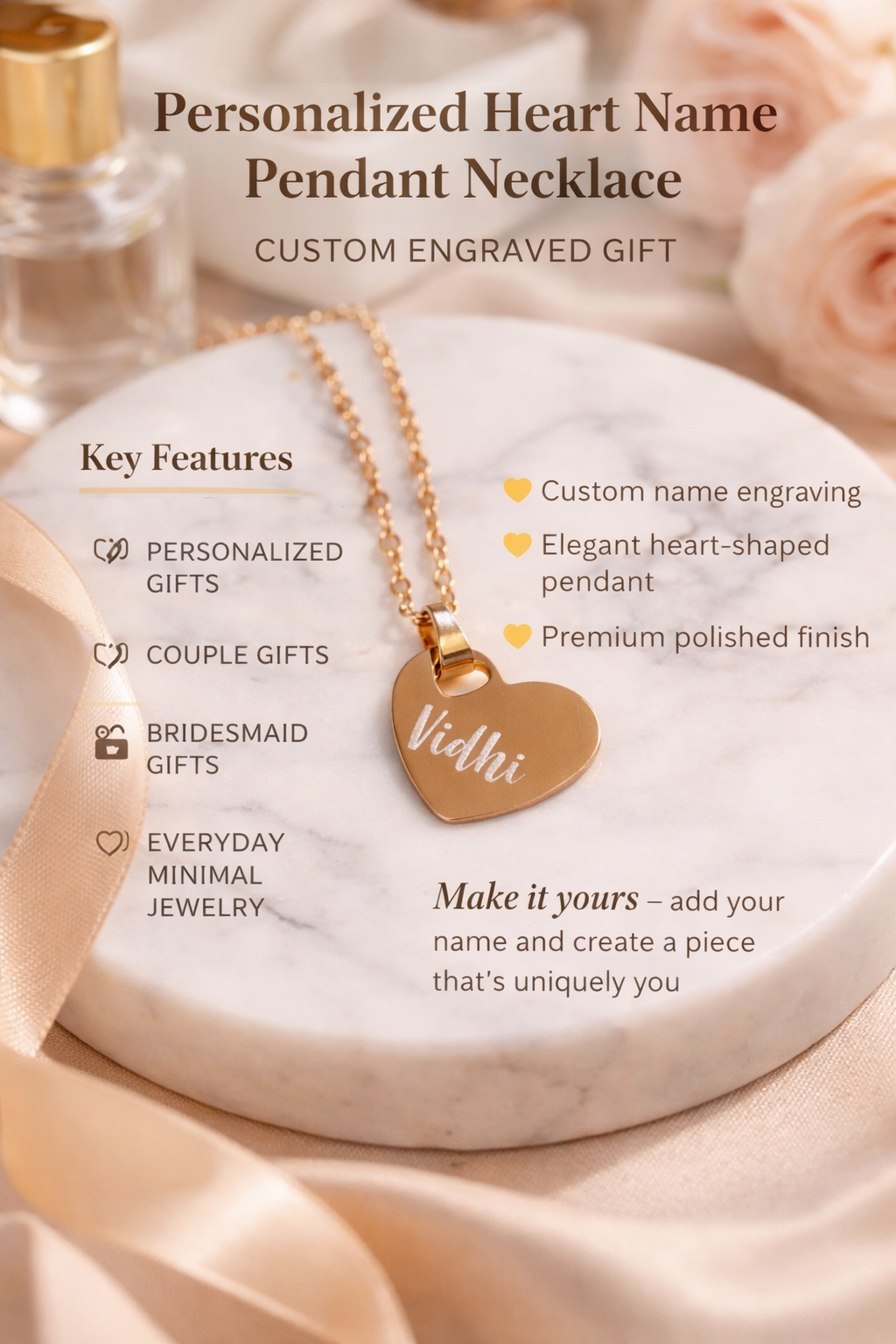 Personalised heart pendant