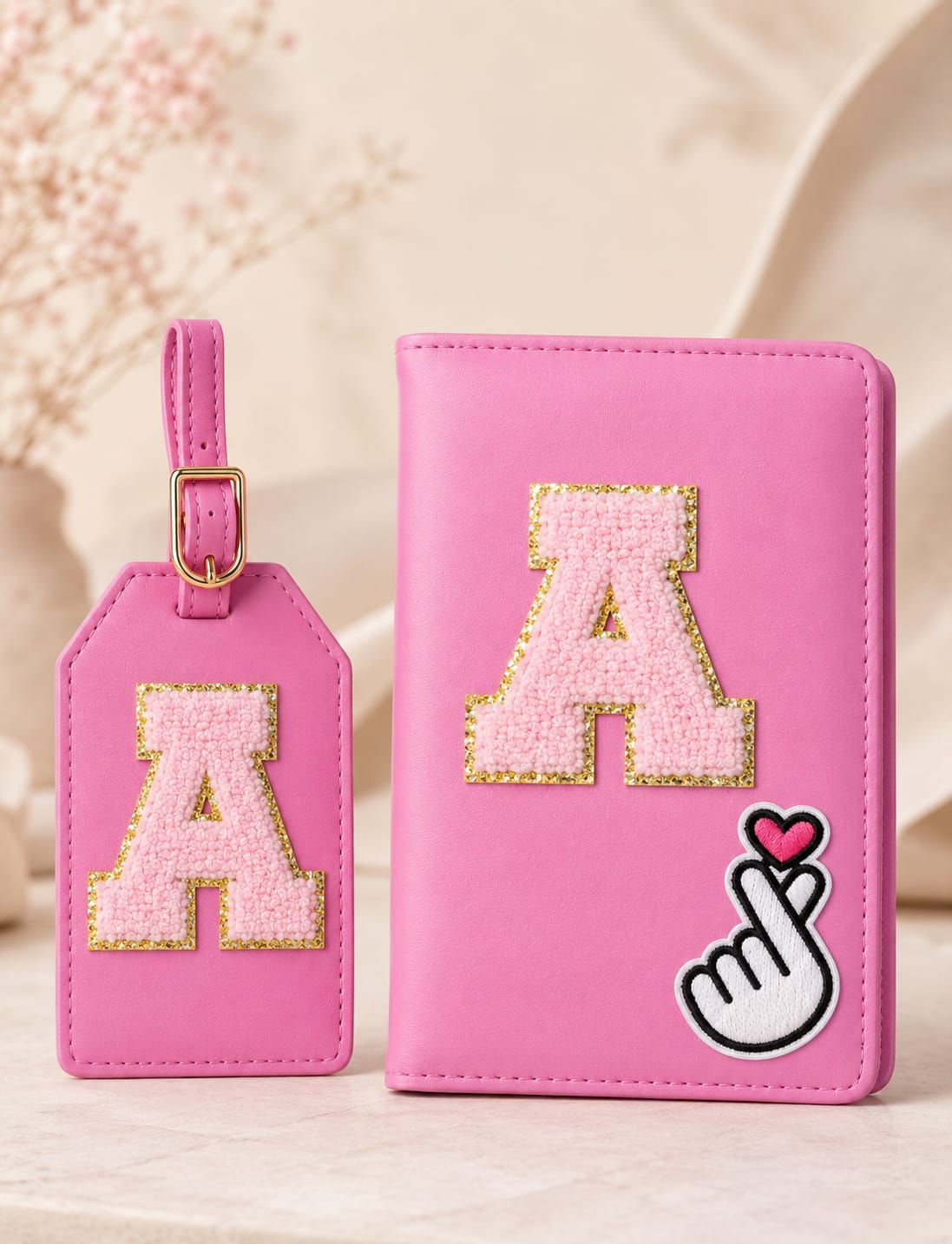 Customised Passport Cover & Luggage Tag Combo with Korean Heart
