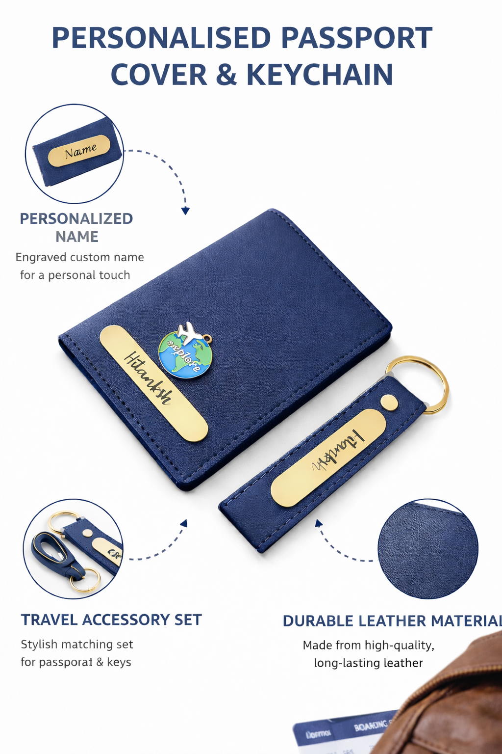 Personalised Passport cover & Keychain Combo