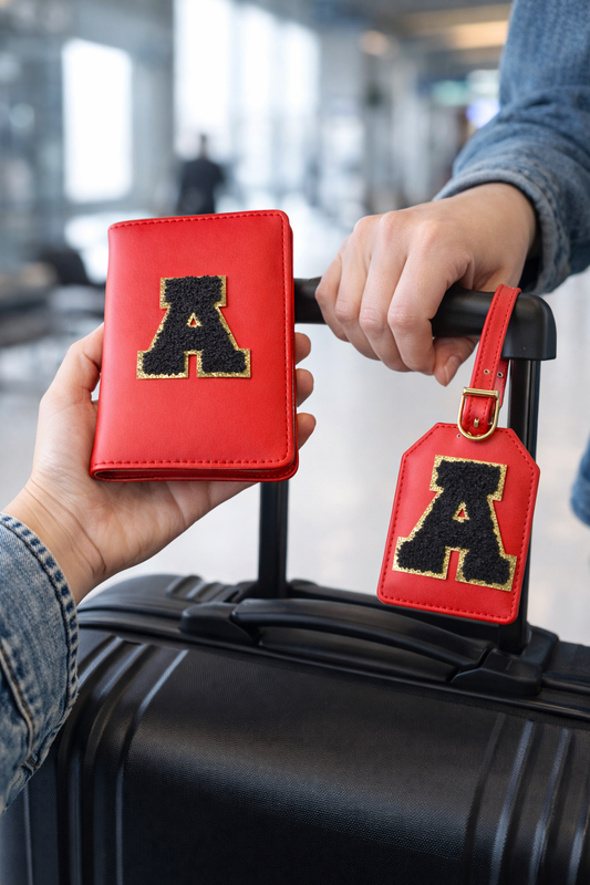 Customised Passport Cover & Luggage Tag Combo (Red)