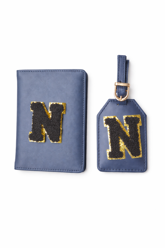 Customised Passport Cover & Luggage Tag Combo (Navy)