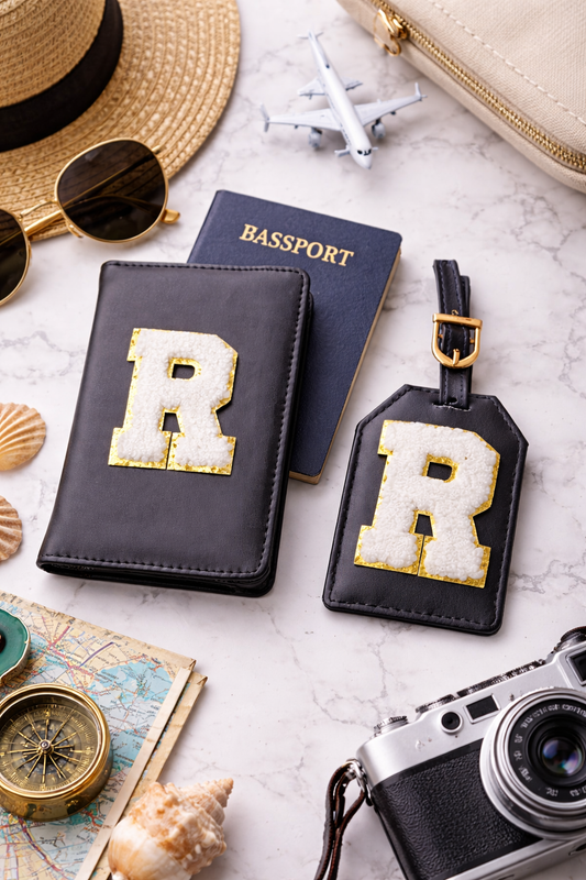 Customised Passport Cover & Luggage Tag Combo (Black)