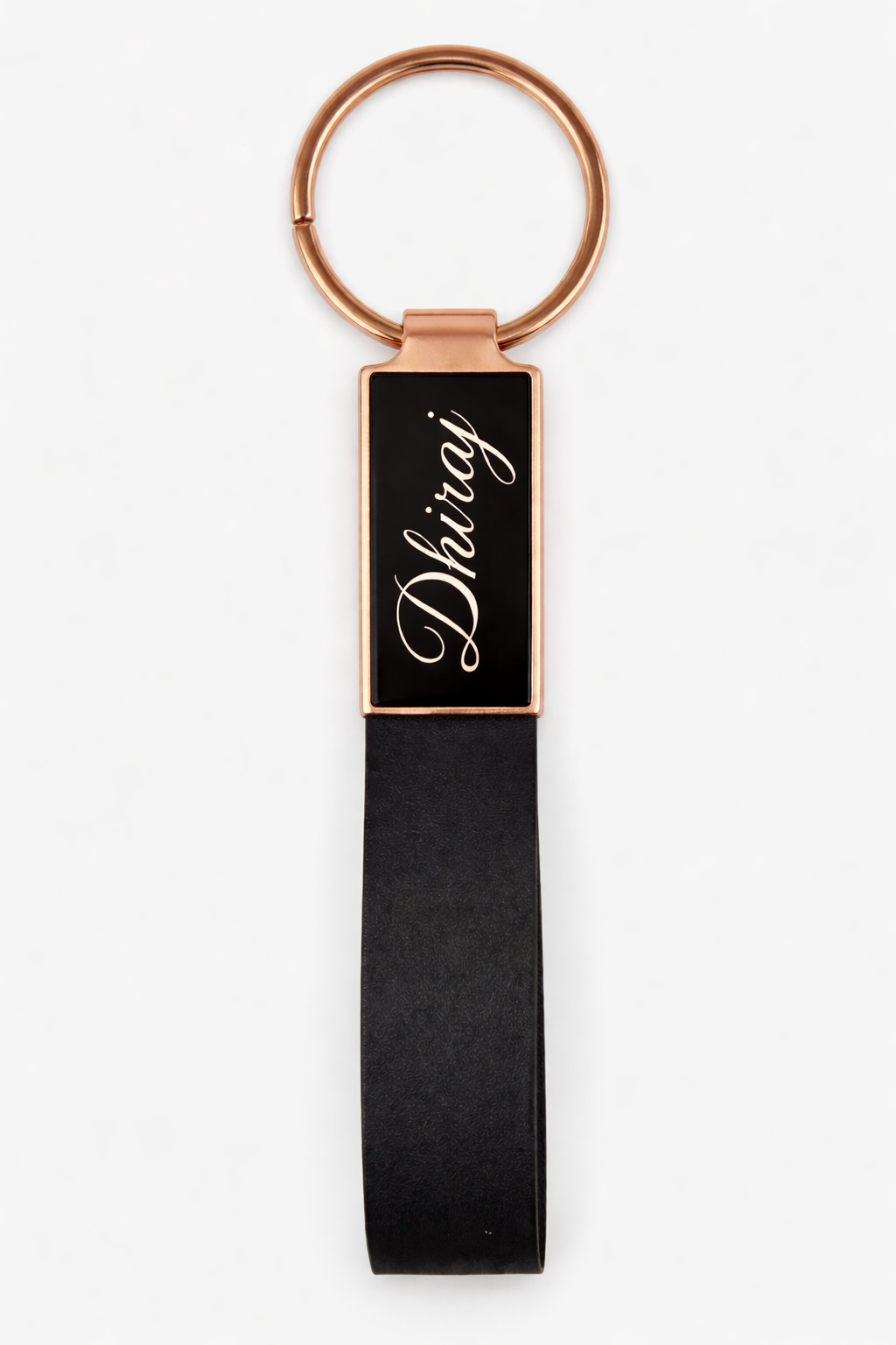 Personalised Metal leather keychain (Rose gold)